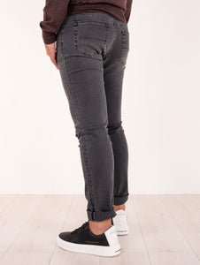 Jeans Re-Hash in Cotone Stretch Denim Nero | Four Stroke