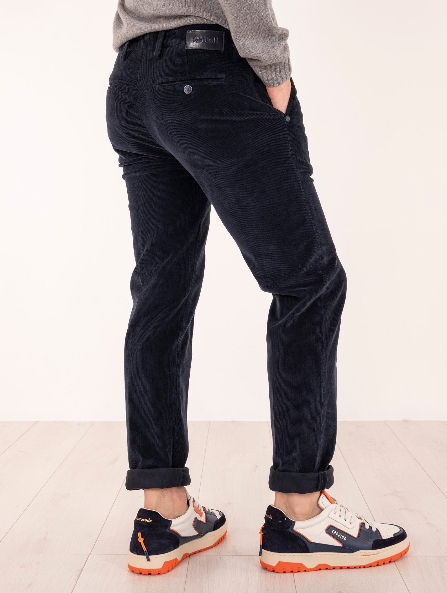 Pantalone Slim Re-Hash in Velluto Blu