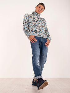 Jeans Roy Roger's Empire State con Rotture in Denim Medio