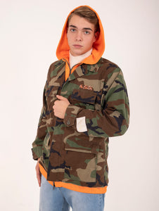 Field Jacket con Felpa The Editor in Cotone Camouflage e Arancione