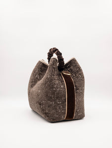 Secchiello Via Mail Bag in Velluto Marrone