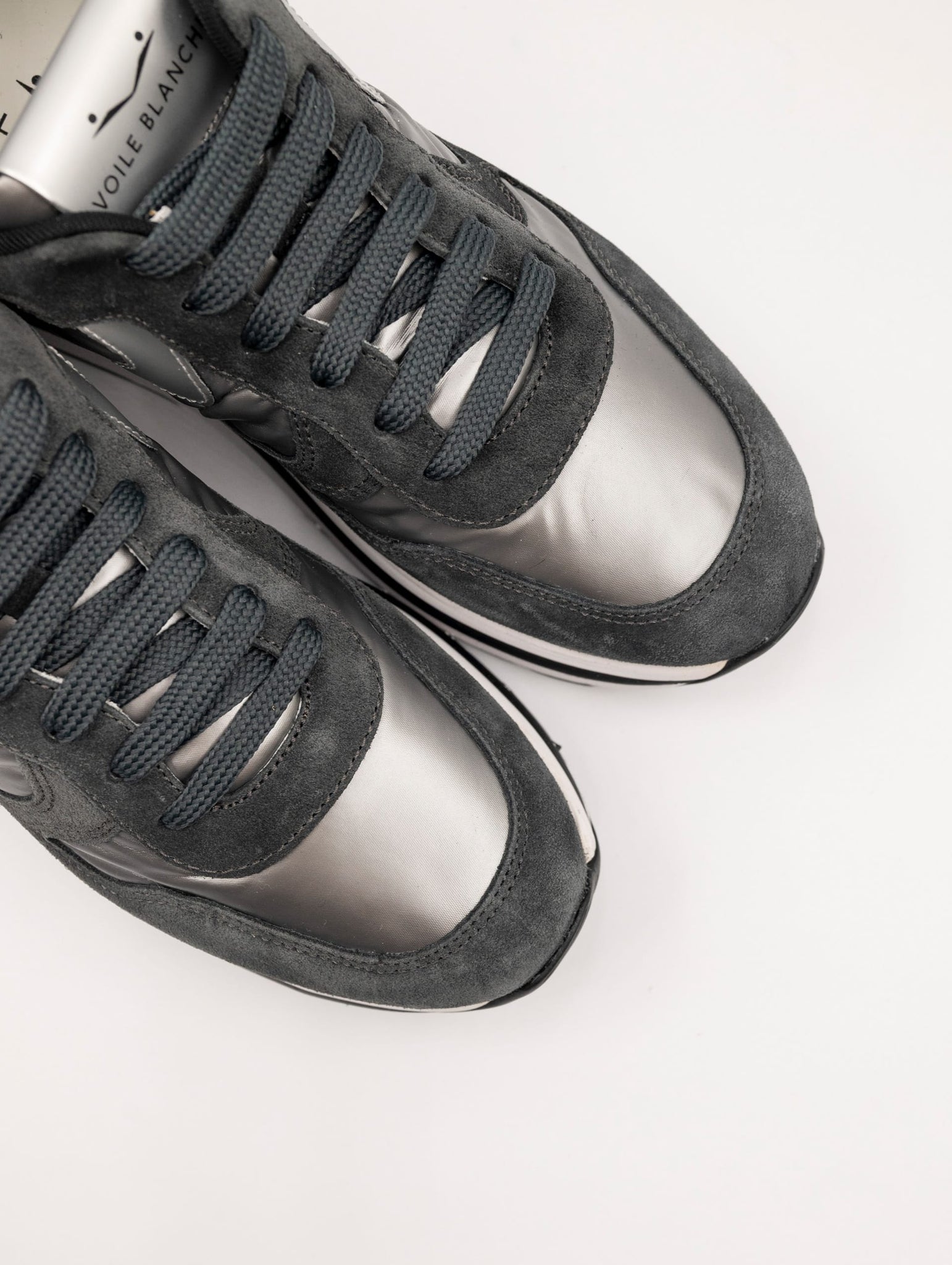 Sneakers Voile Blanche Maran in Suede e Nylon Antracite e Argento
