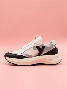 Sneakers Y-Say Yuma in Tessuto Tecnico e Pelle Bianco e Nero