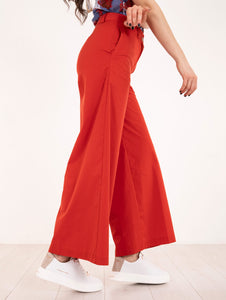 Pantalone Alessia Santi in Misto Cotone Rosso