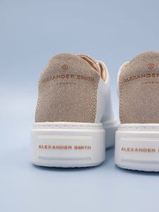 Sneakers Alexander Smith in Pelle Bianca e Oro