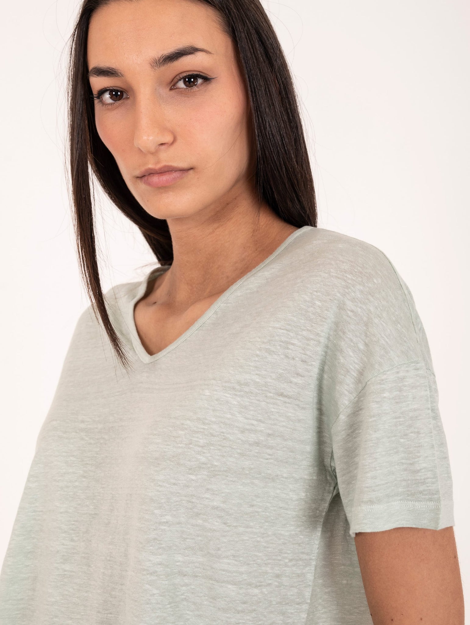 T-shirt Base in Lino Verde Chiaro