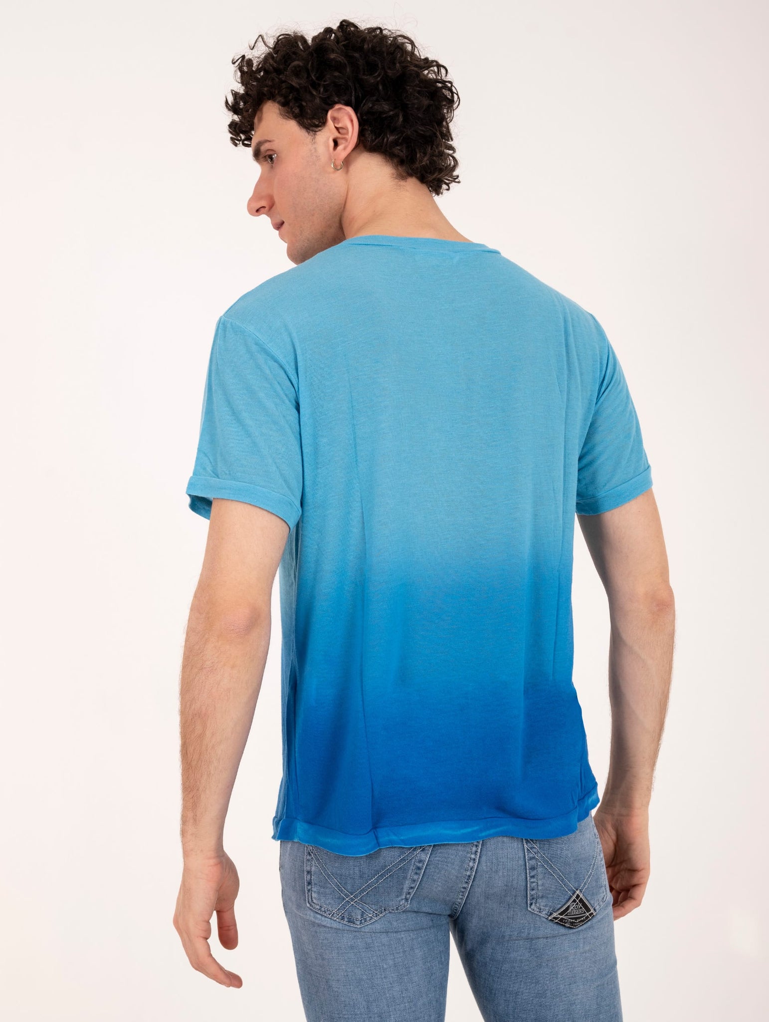 T-Shirt Daniele Fiesoli Degradè Misto Cashmere Turchese e Azzurro