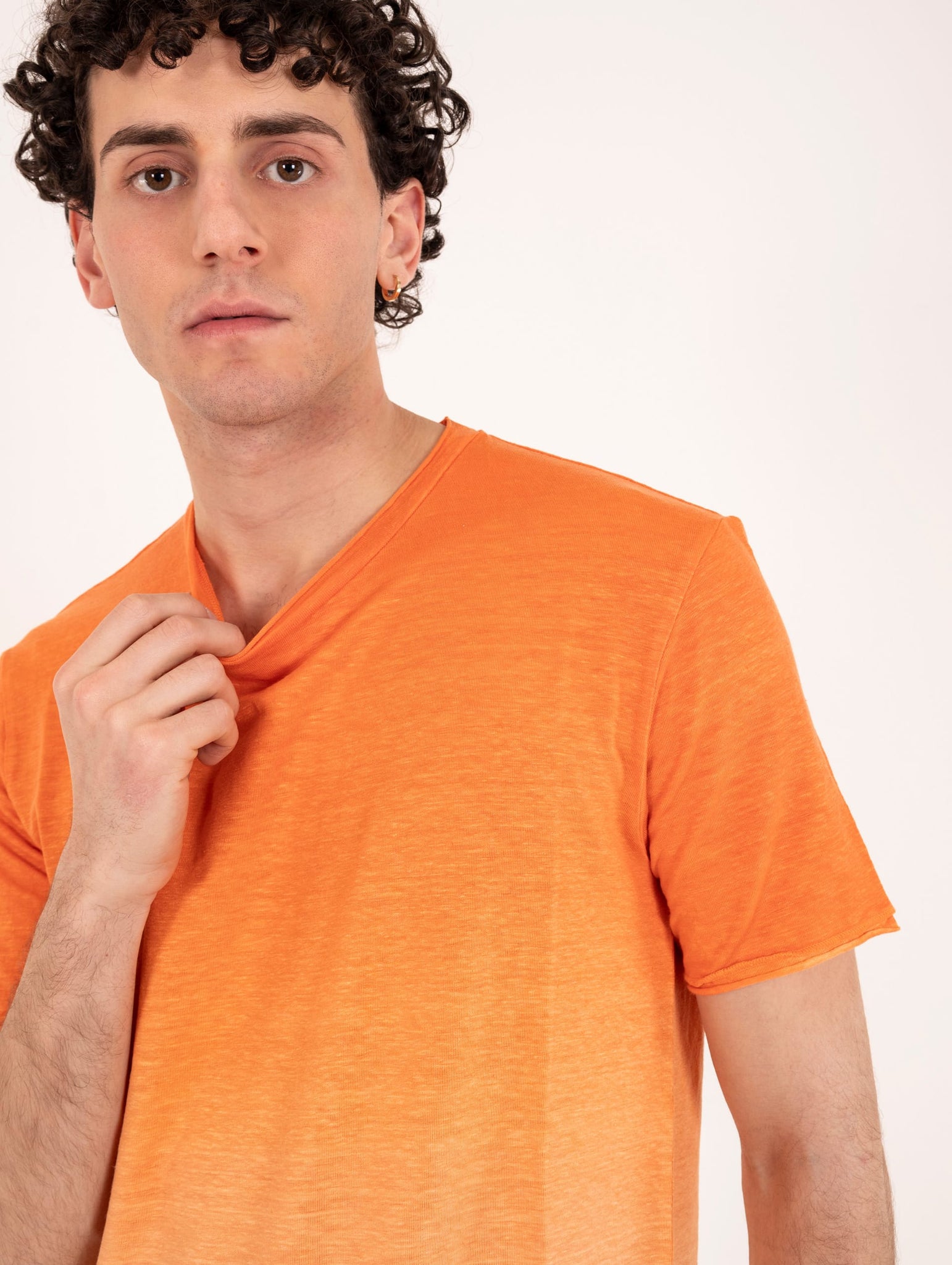 T-Shirt Daniele Fiesoli in Lino Sfumato Arancio