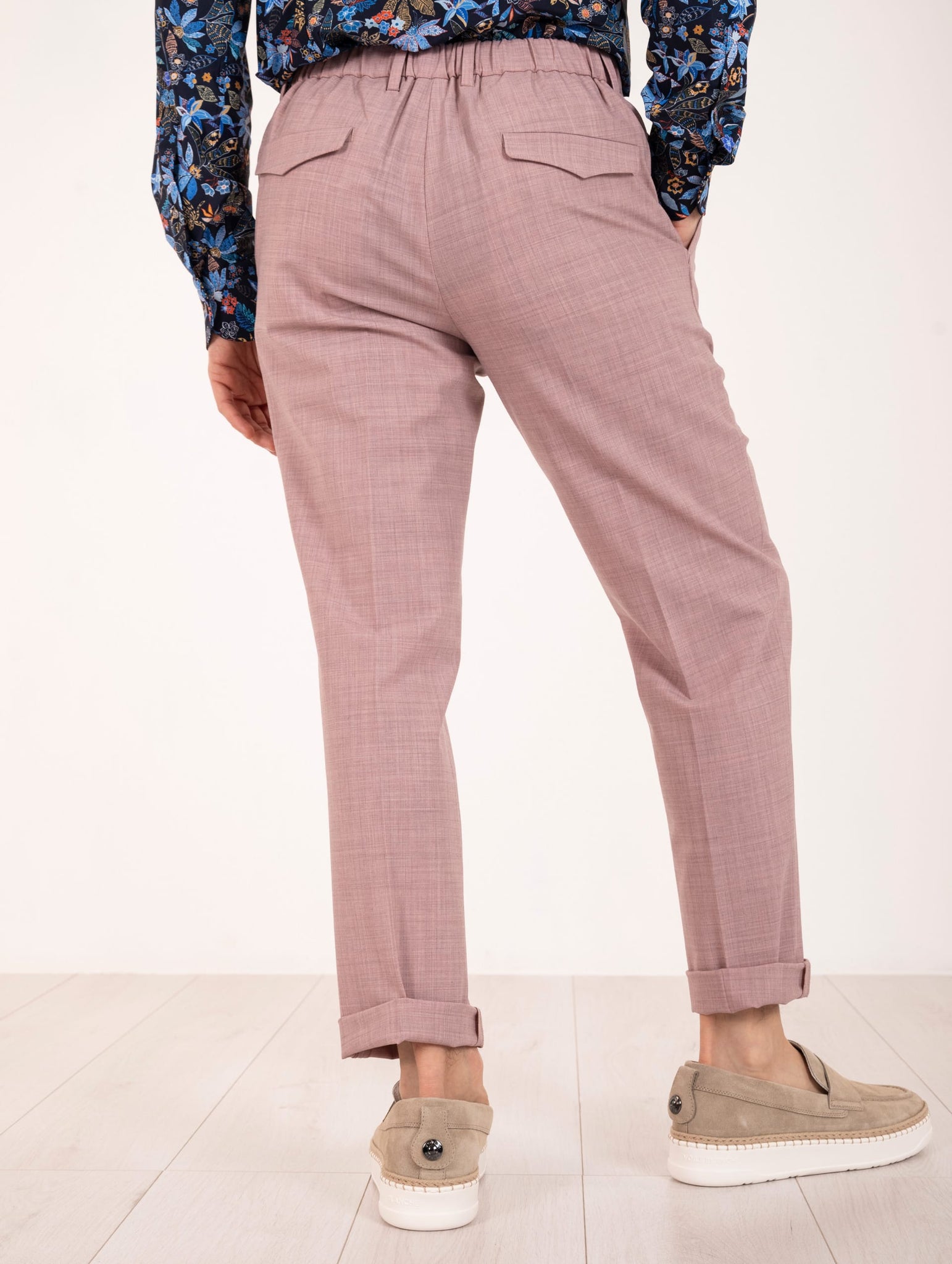 Pantalone Devore Chino in Candy Wool Rosa