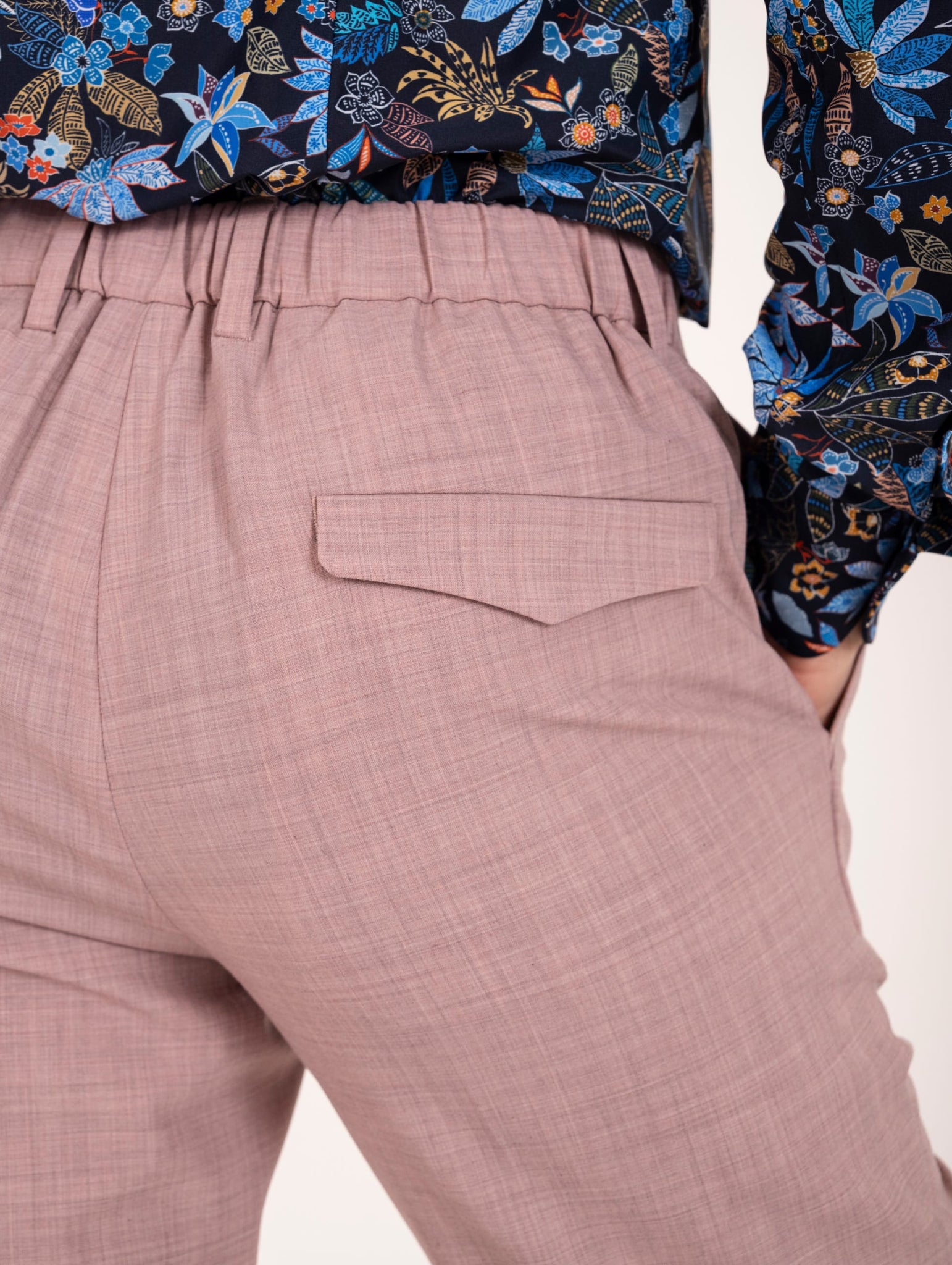 Pantalone Devore Chino in Candy Wool Rosa