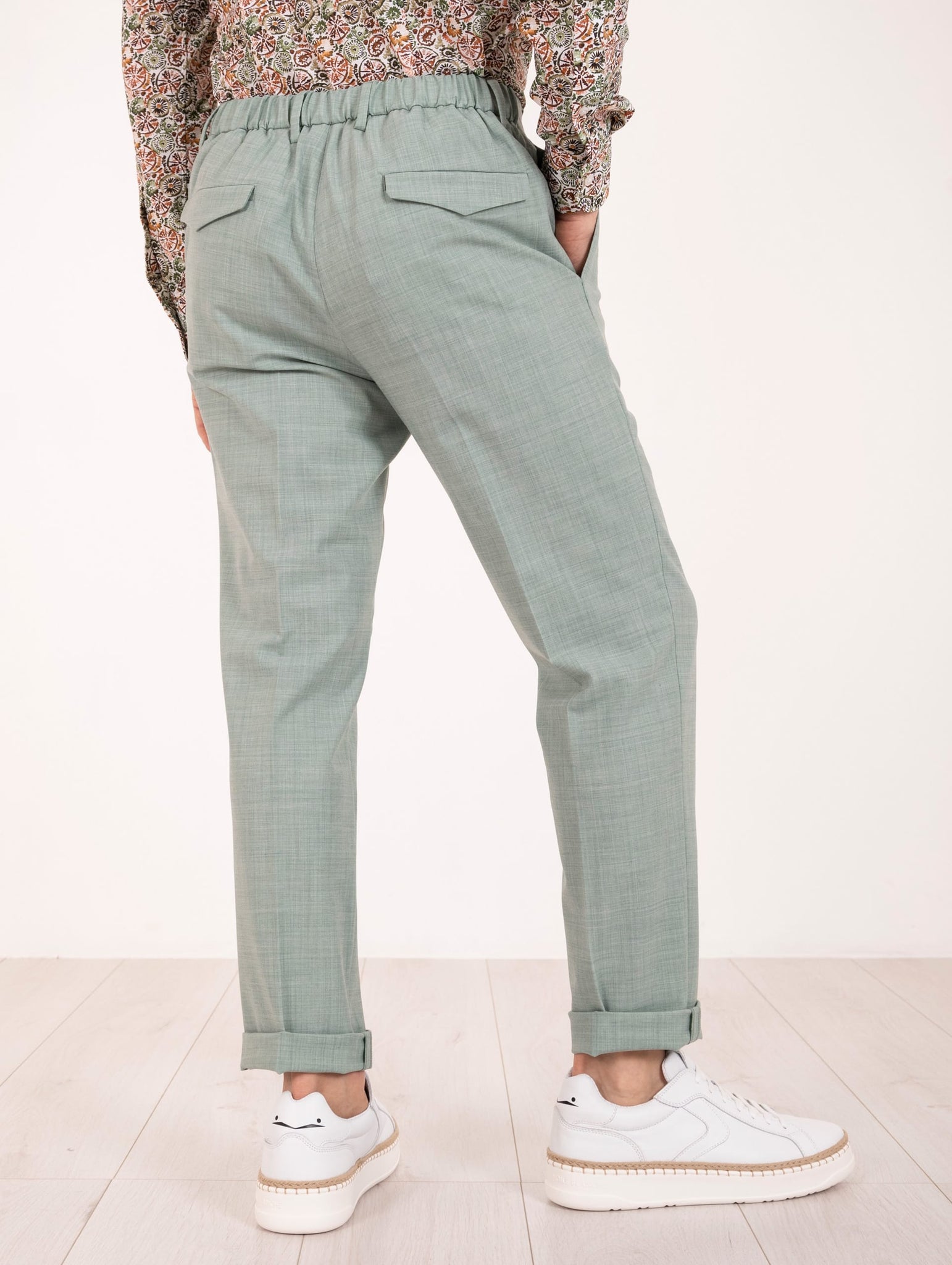 Pantalone Devore Chino in Candy Wool Salvia