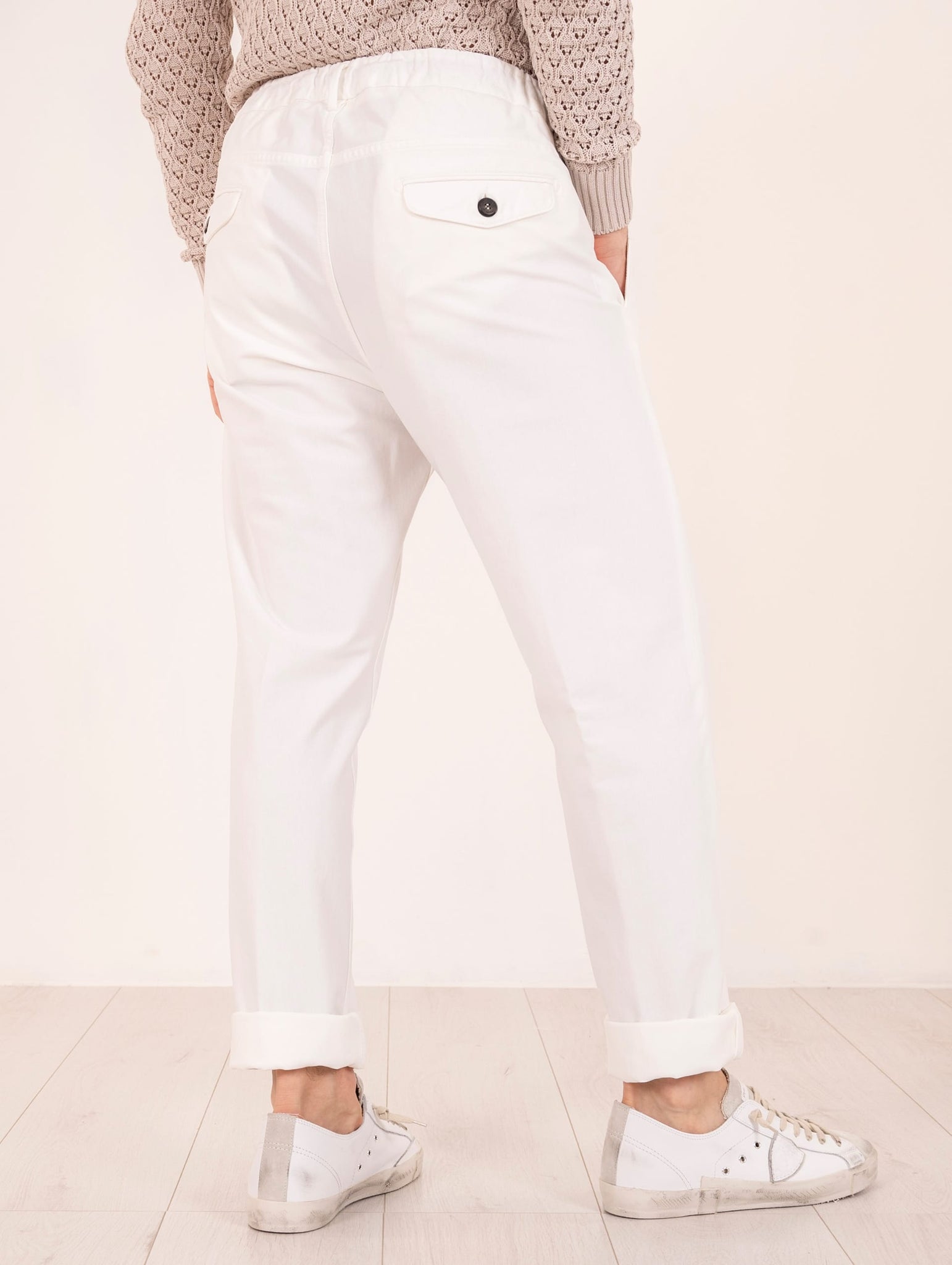 Pantalone Jogger Eleventy Milano in Cotone Bianco