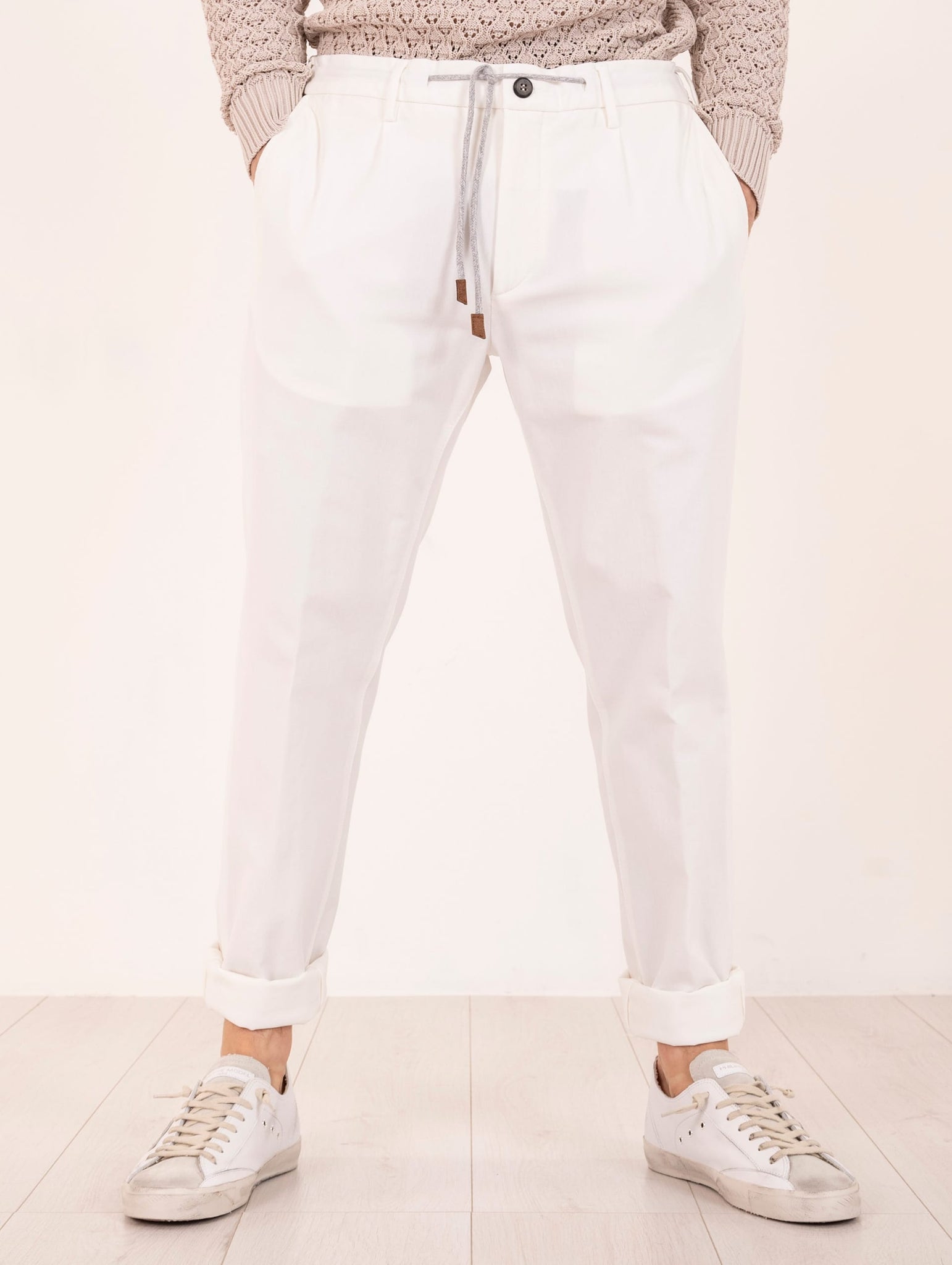 Pantalone Jogger Eleventy Milano in Cotone Bianco