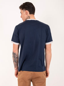 T-Shirt Eleventy Milano Platinum in Cotone Giza Blu