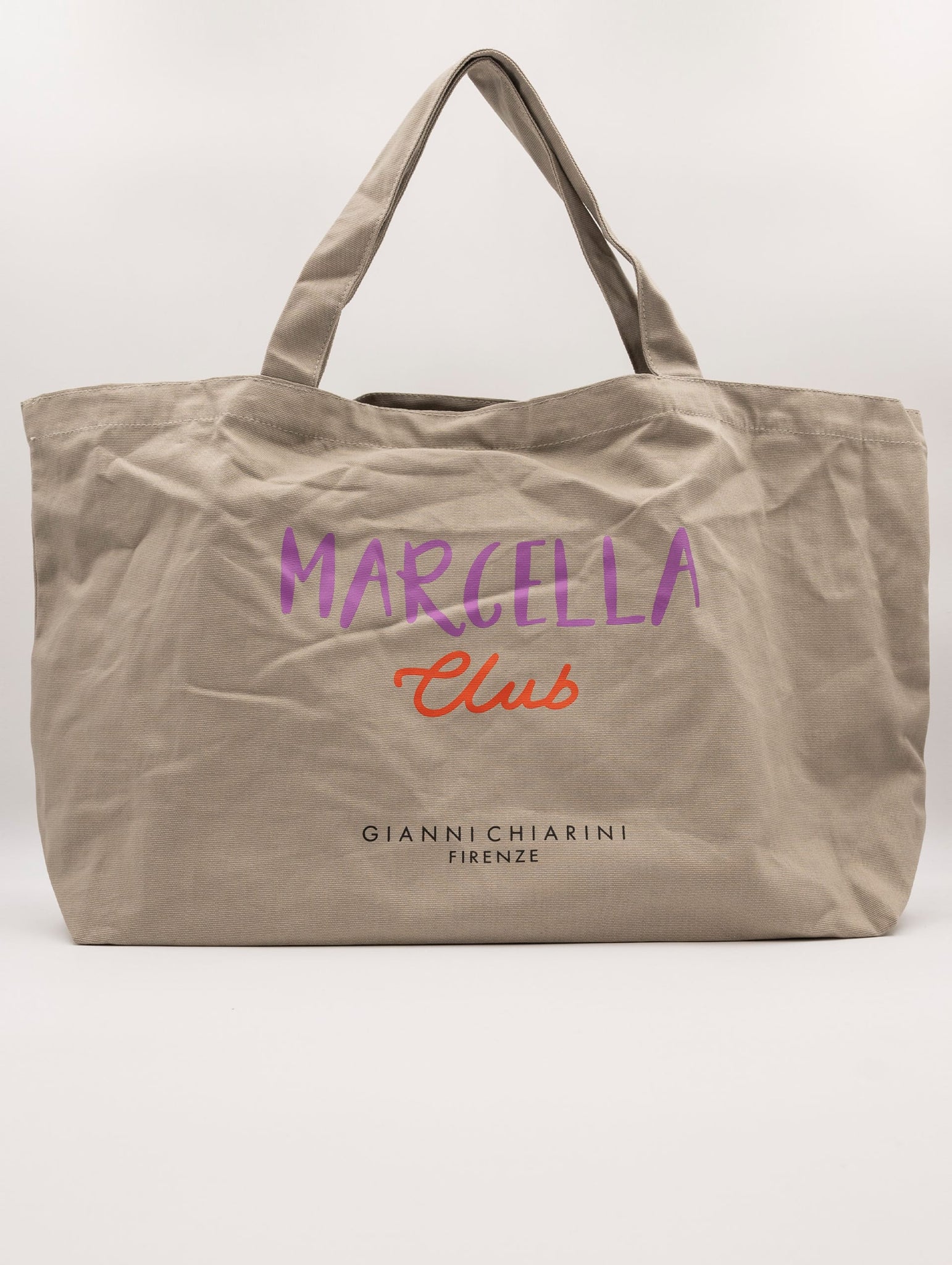 Shopping Bag Marcella Gianni Chiarini in Pelle e Tessuto Naturale e Nero