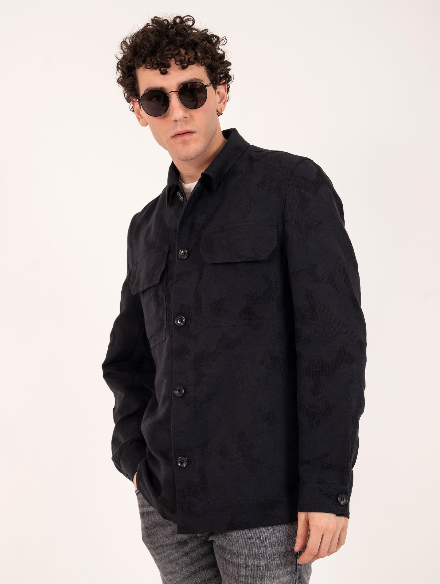 Overshirt L.B.M. 1911 Blackout in Lino e Cotone Nera