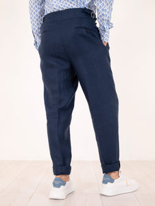 Pantalone Luigi Bianchi Mantova in Lino Blu