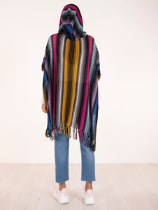 Poncho con Cappuccio M Missoni in Viscosa e Cotone Multicolor