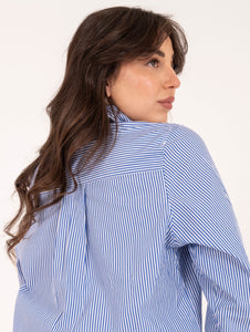Camicia Mimi Roy Roger's in Popeline Stripe Bianca e Blu