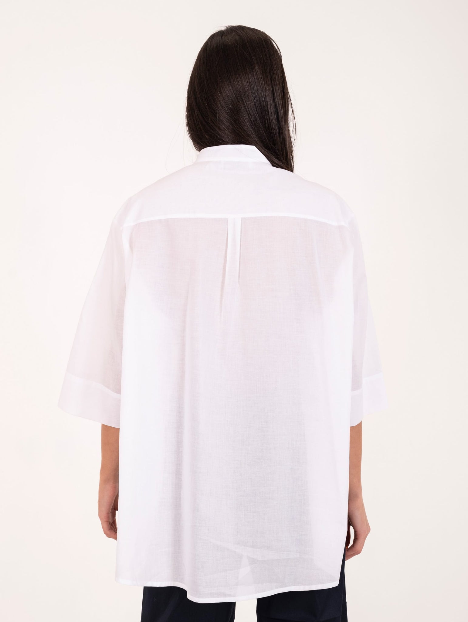 Camicia Ricamata Wychi in Popeline di Cotone Bianco