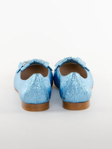 Ballerina Four Stroke in Pelle Crackle con Frange Cielo