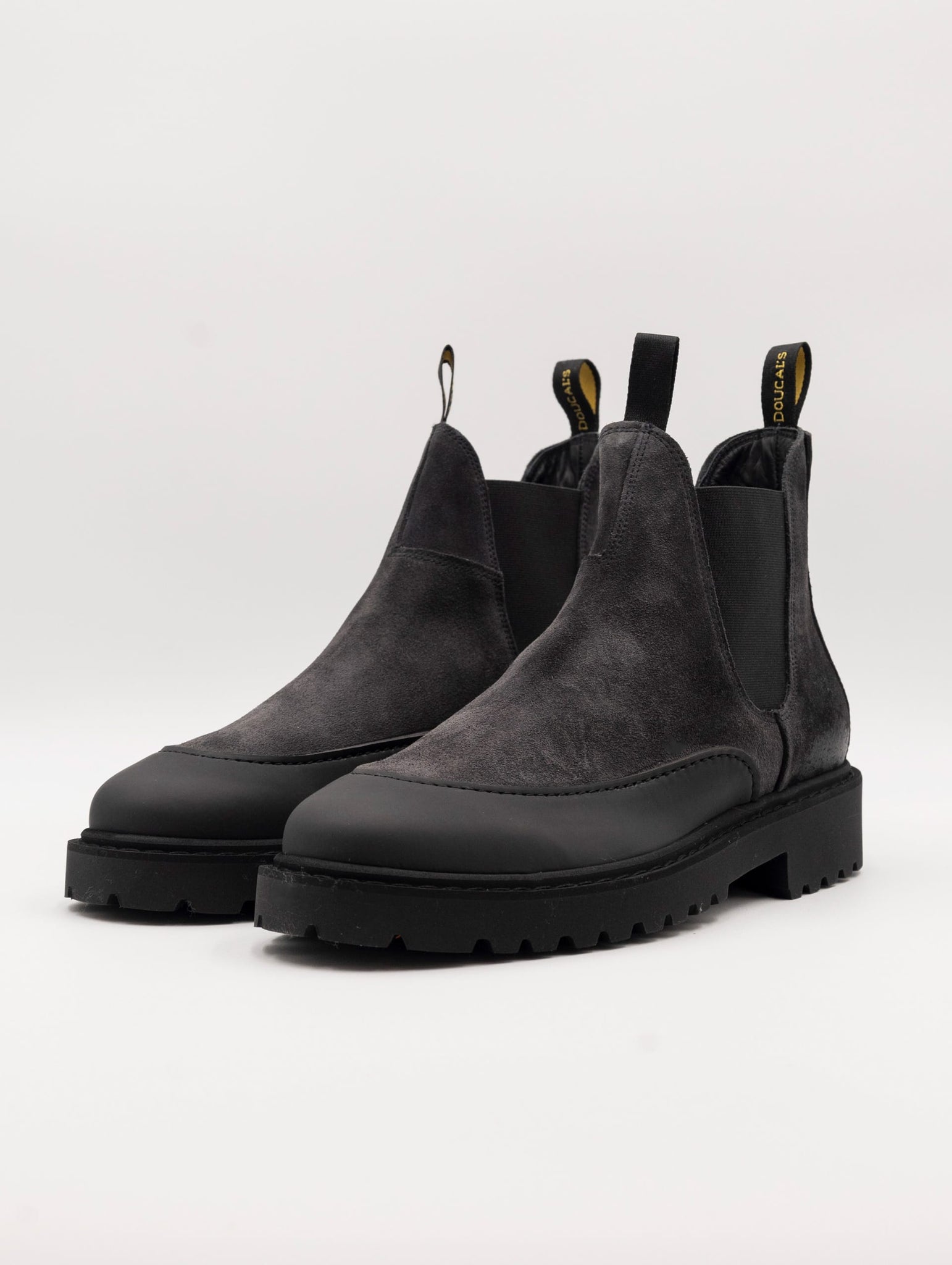 Beatles Doucal's con Dettaglio Gomma in Suede Antracite e Nero