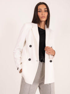 Blazer Doppiopetto Peserico Jersey Garzato Bianco