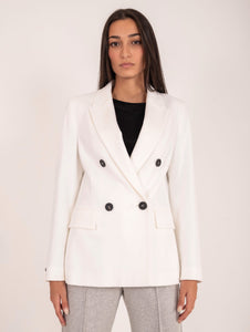 Blazer Doppiopetto Peserico Jersey Garzato Bianco