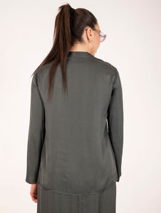 Blusa Alpha Studio a V in Viscosa Verde Salvia