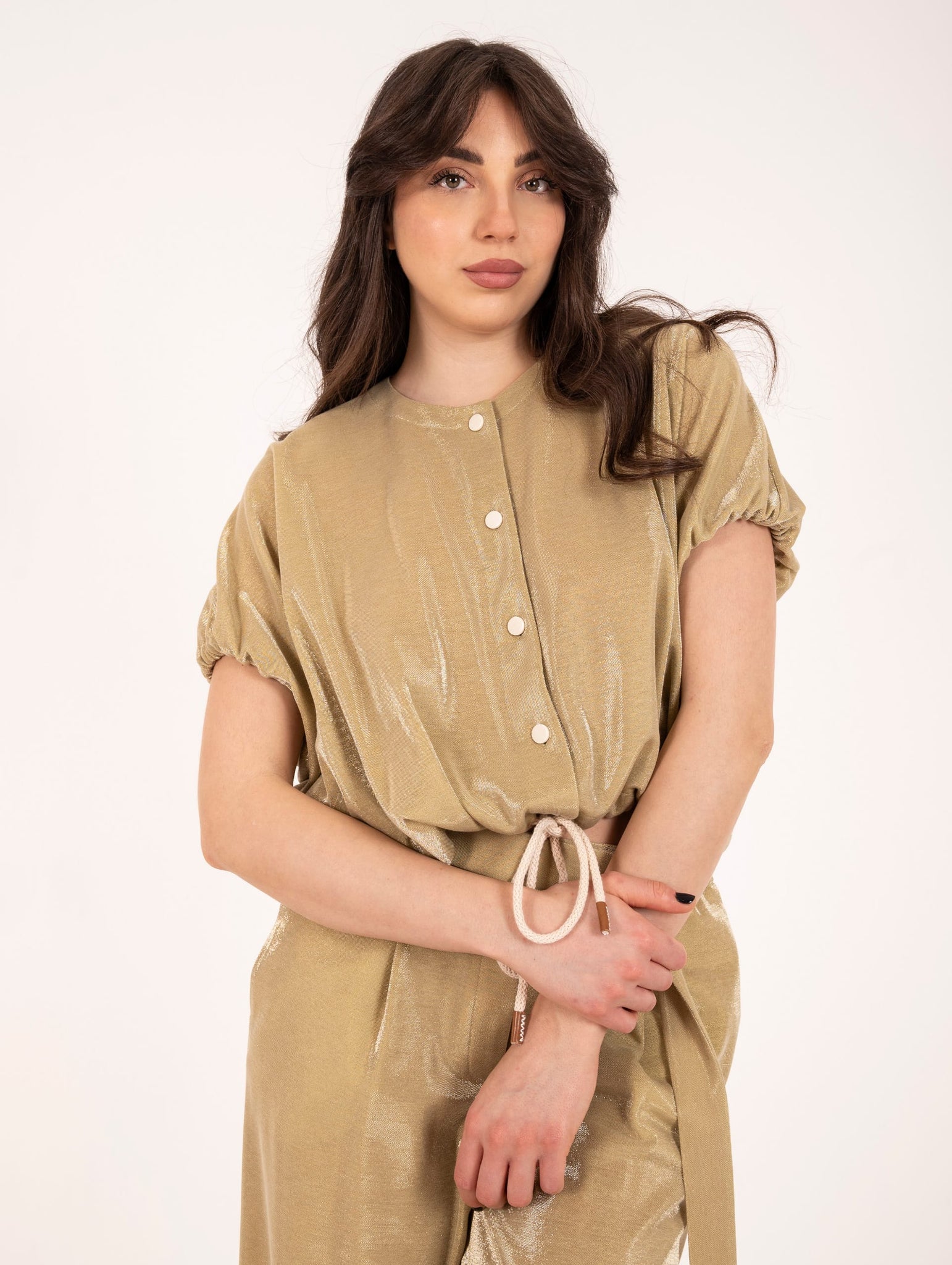 Blusa Glittery Alysi in Cotone Oro