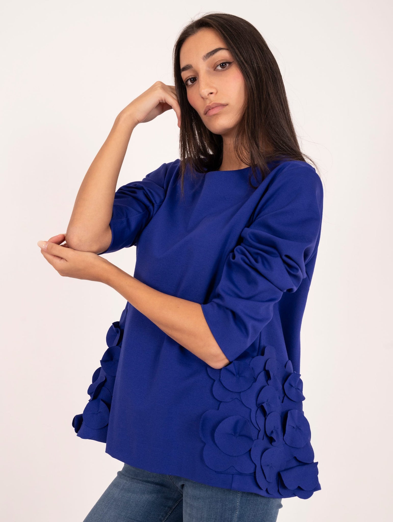 Blusa Meimeij Petalo Punto Milano Ametista