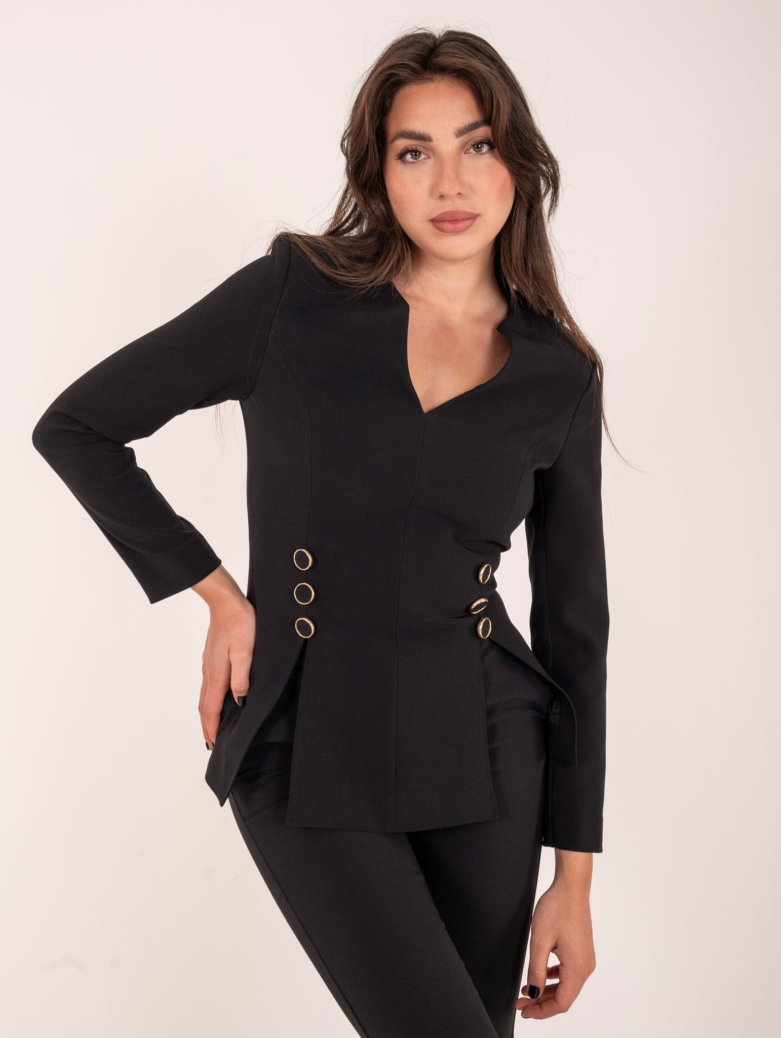 Blusa Simona Corsellini in Crepè Nero