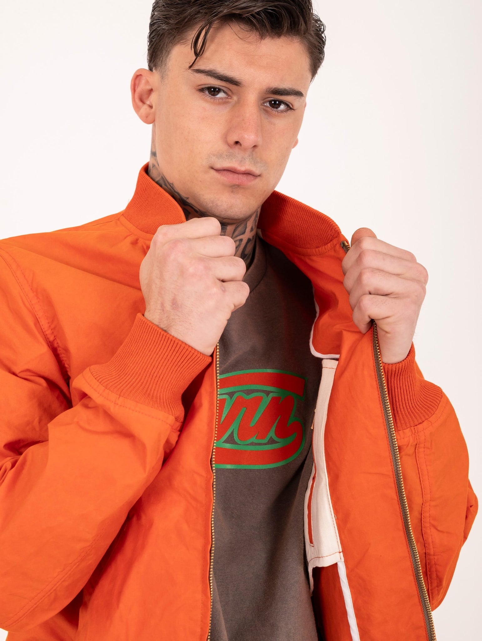 Bomber Manifattura Ceccarelli in Cotone Idrorepellente Arancio