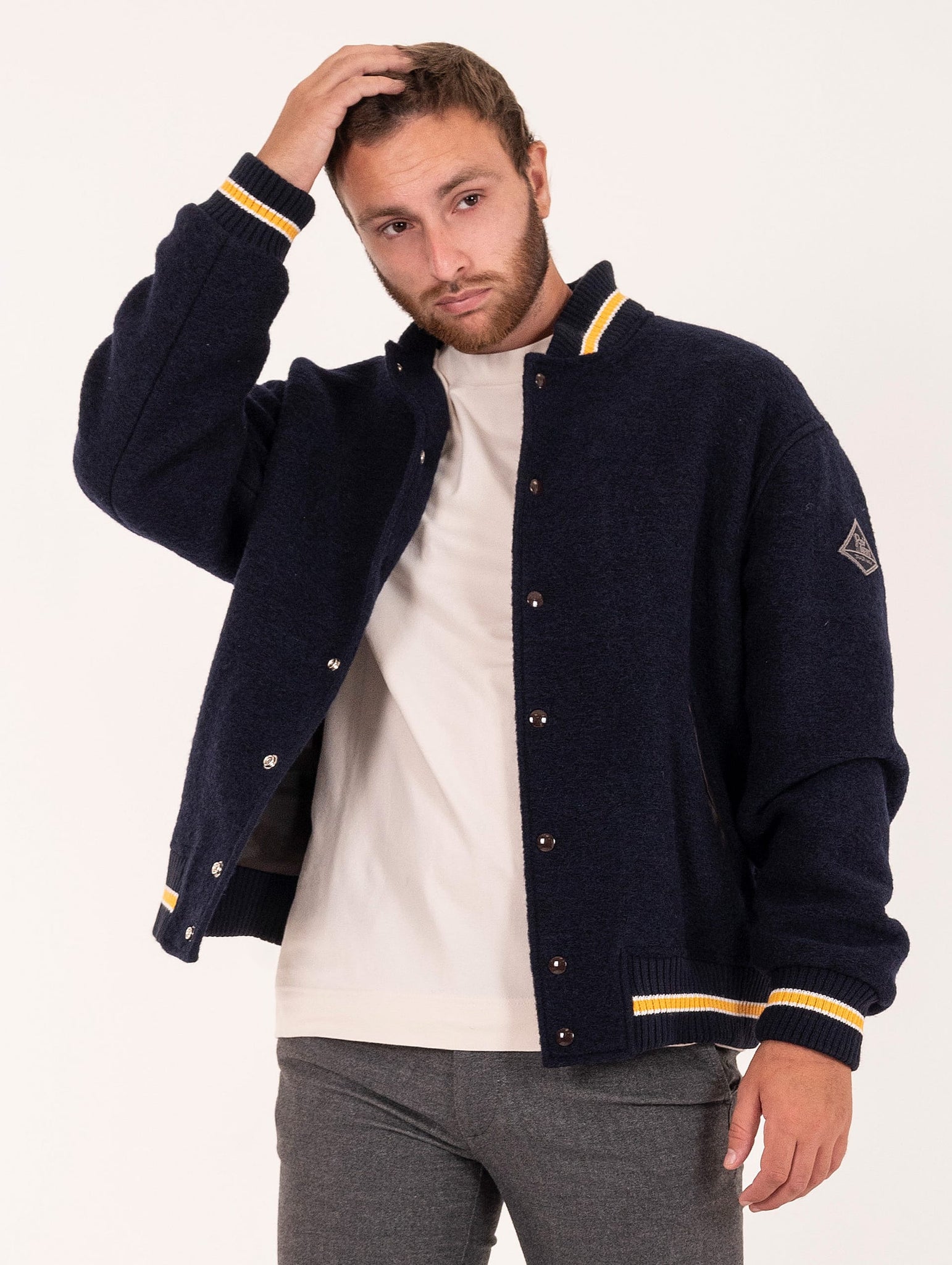 Bomber Roy Roger's University in Lana e Pelle Blu