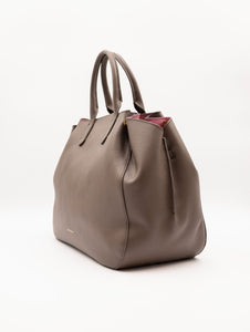 Borsa Coccinelle Soft Wear in Pelle Martellata Double Caffè e Rosa