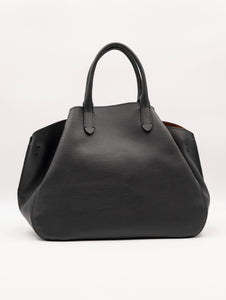 Borsa Coccinelle Soft Wear in Pelle Martellata Double Nero e Caramello