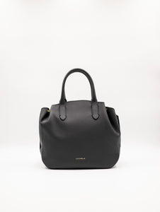 Borsa Coccinelle Soft Wear in Pelle Martellata Double Nero e Caramello