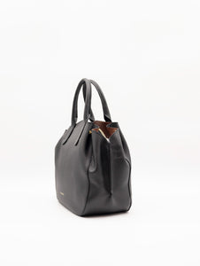 Borsa Coccinelle Soft Wear in Pelle Martellata Double Nero e Caramello