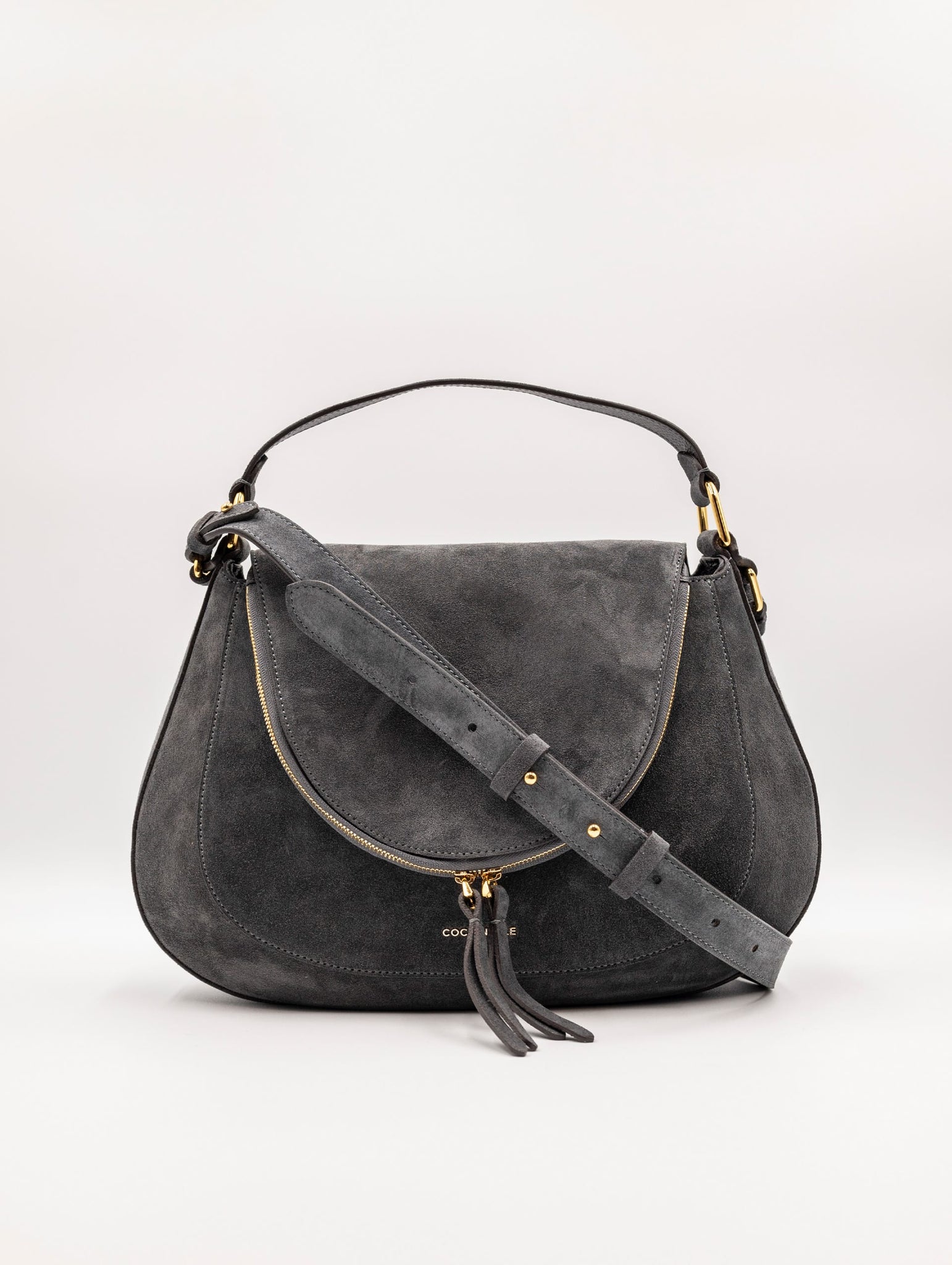 Borsa Coccinelle Sole in Suede Ardesia