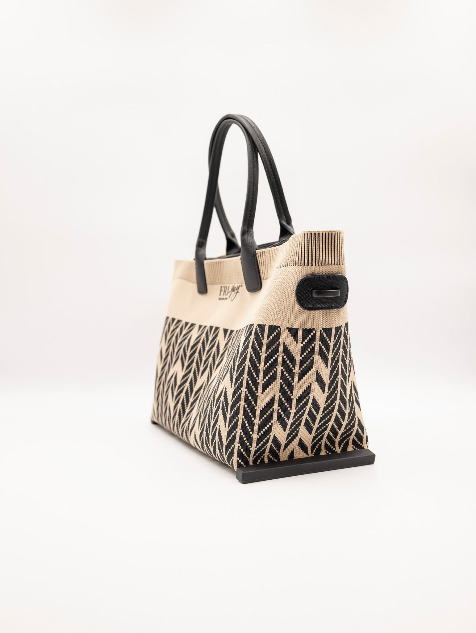 Borsa Fri-Yay Marta in Maglia Jaquard Beige e Nero