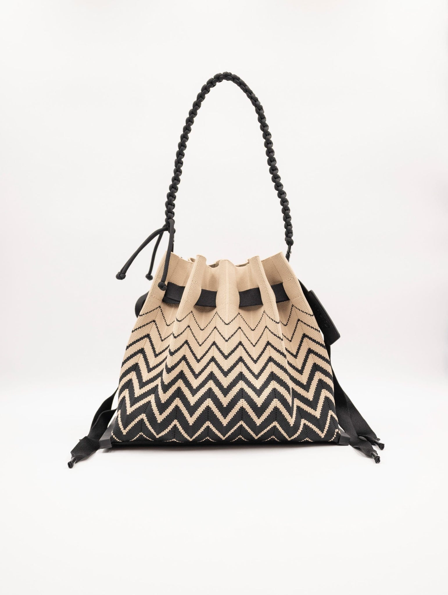 Borsa Fri-Yay Sara in Maglia Jaquard Beige e Nero