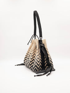 Borsa Fri-Yay Sara in Maglia Jaquard Beige e Nero