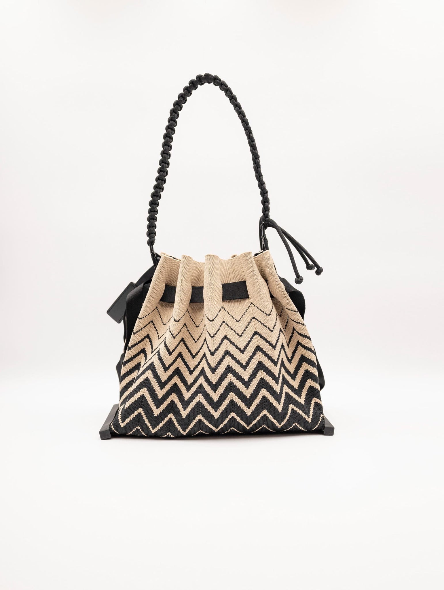 Borsa Fri-Yay Sara in Maglia Jaquard Beige e Nero