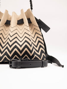 Borsa Fri-Yay Sara in Maglia Jaquard Beige e Nero