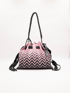 Borsa Fri-Yay Sara in Maglia Jaquard Rosa e Nero