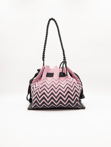 Borsa Fri-Yay Sara in Maglia Jaquard Rosa e Nero