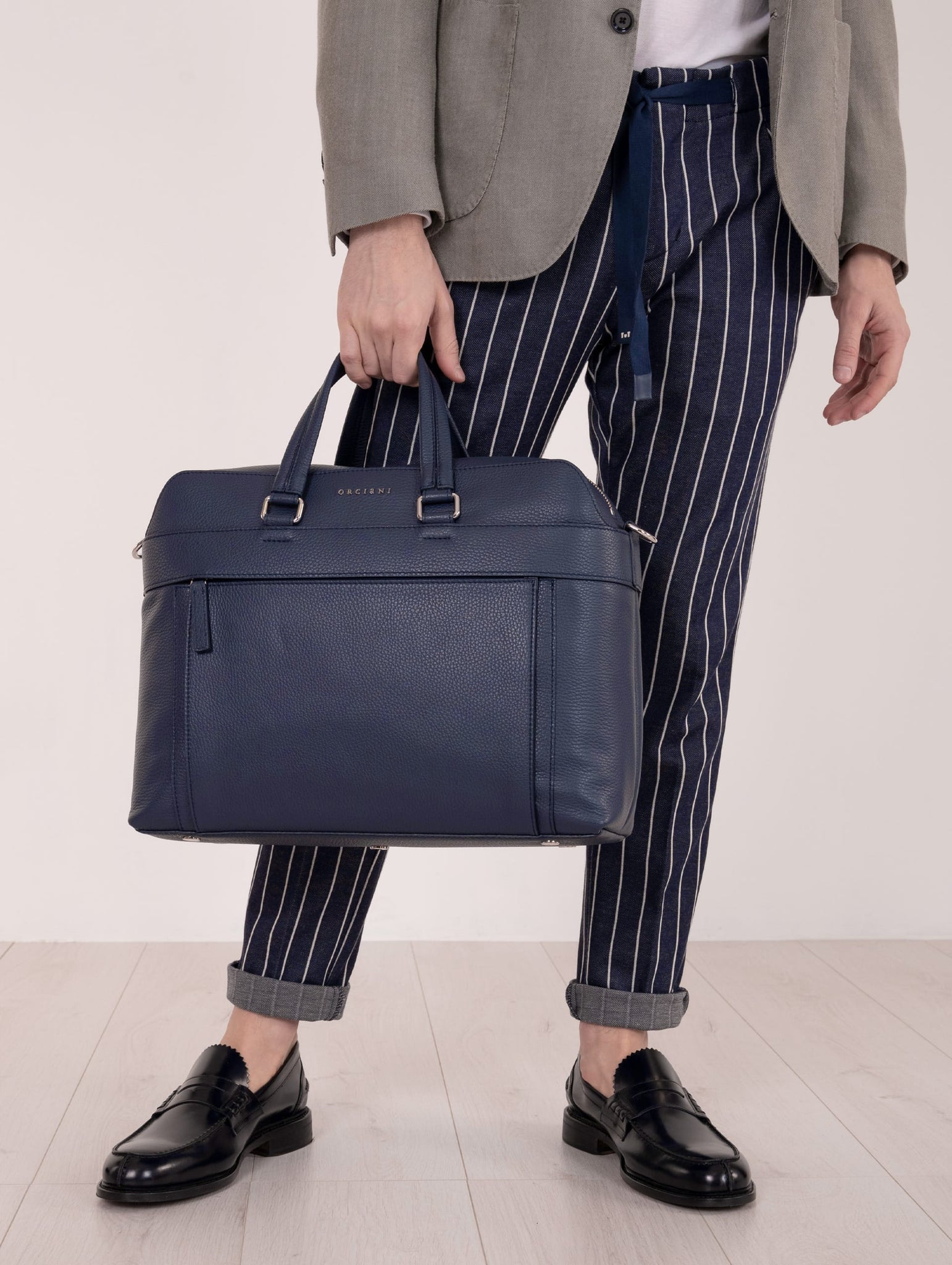 Borsa Orciani Briefcase in Pelle Navy