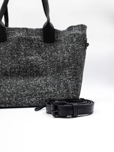 Borsa Shopping Fri-Yay Marta in Maglia Laminata Nera e Argento