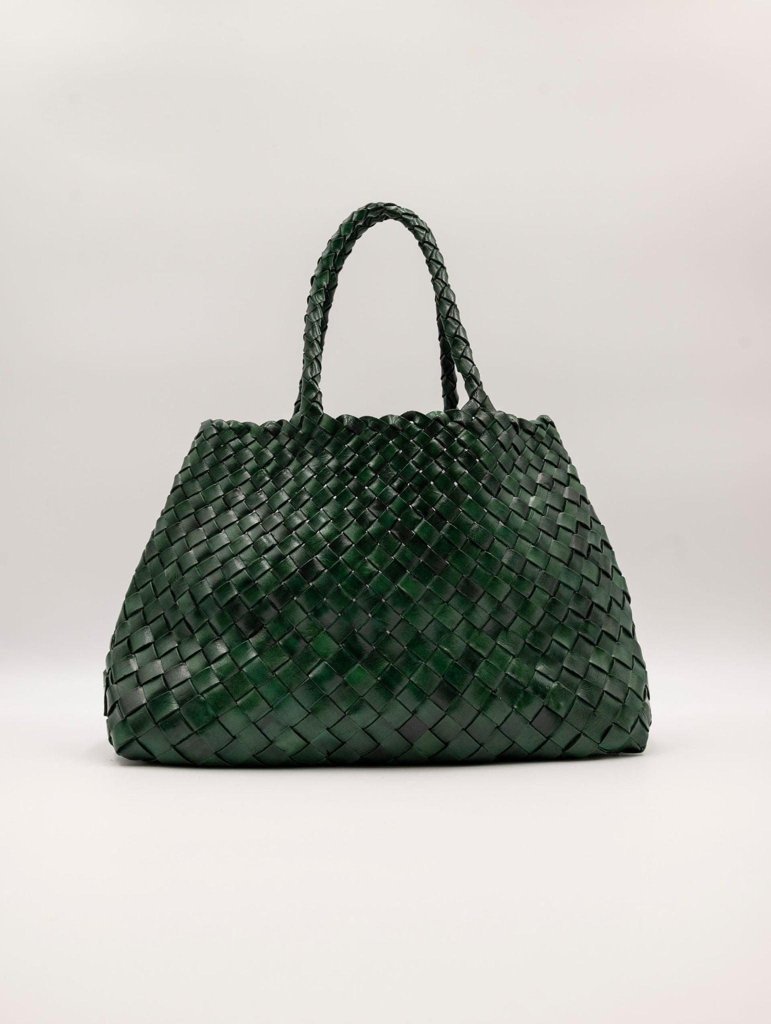 Borsa The Jackie Leathers in Pelle Intrecciata Verde Bottiglia