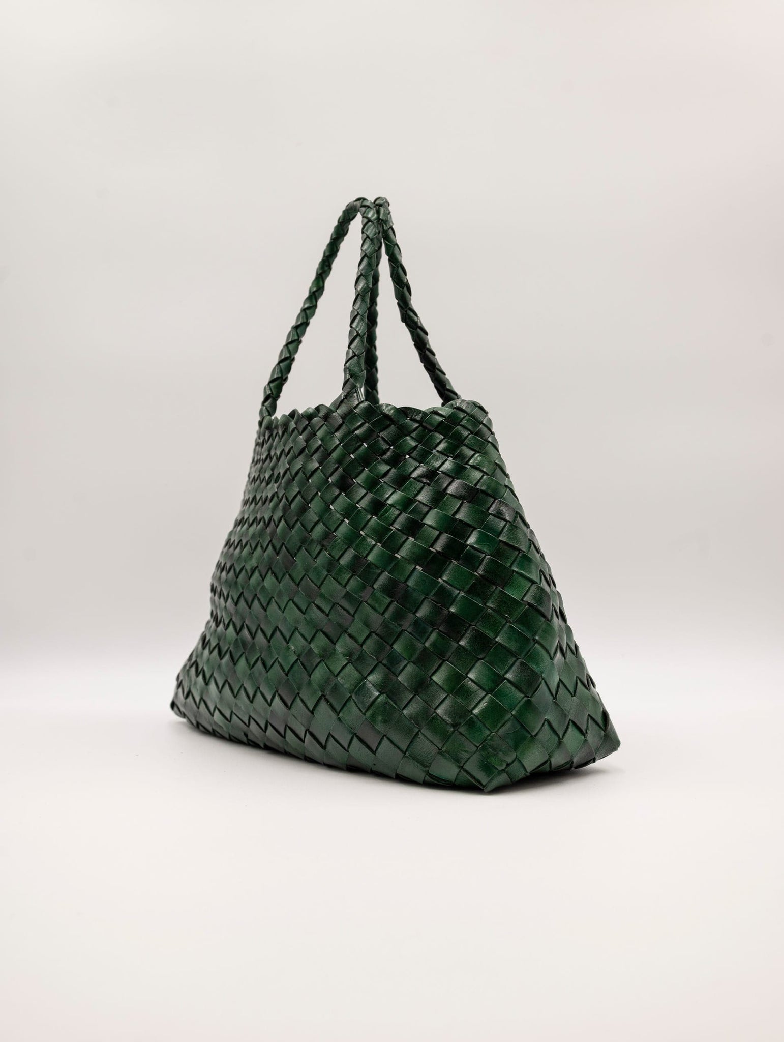 Borsa The Jackie Leathers in Pelle Intrecciata Verde Bottiglia